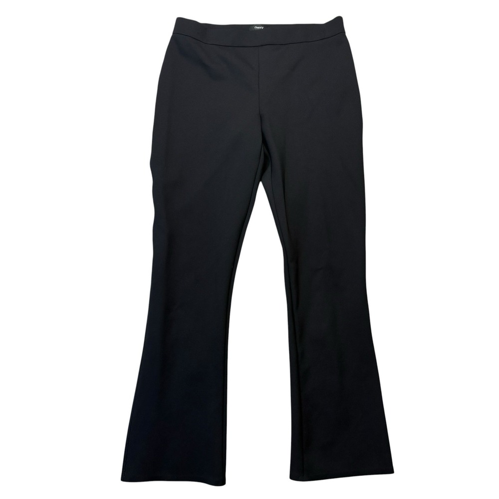 Theory Womens Dress Pants Large Black Pull On Bootcut Stretch Office Work Career